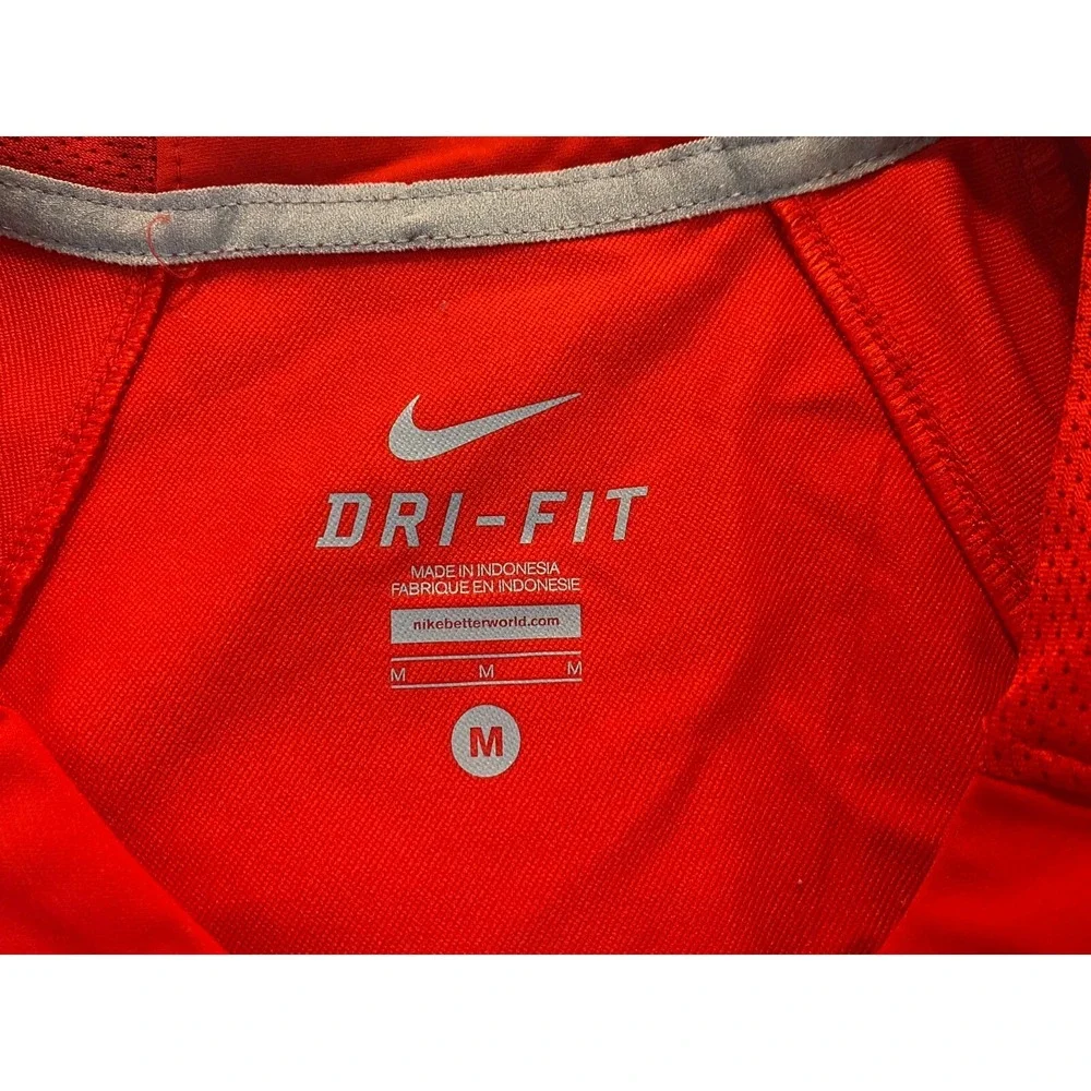 Nike Mens Size M Pullover Windbreaker V-neck Ohio State Polyester Red Solid NCAA